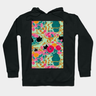 Black Cats and Flowers in a vase Hoodie